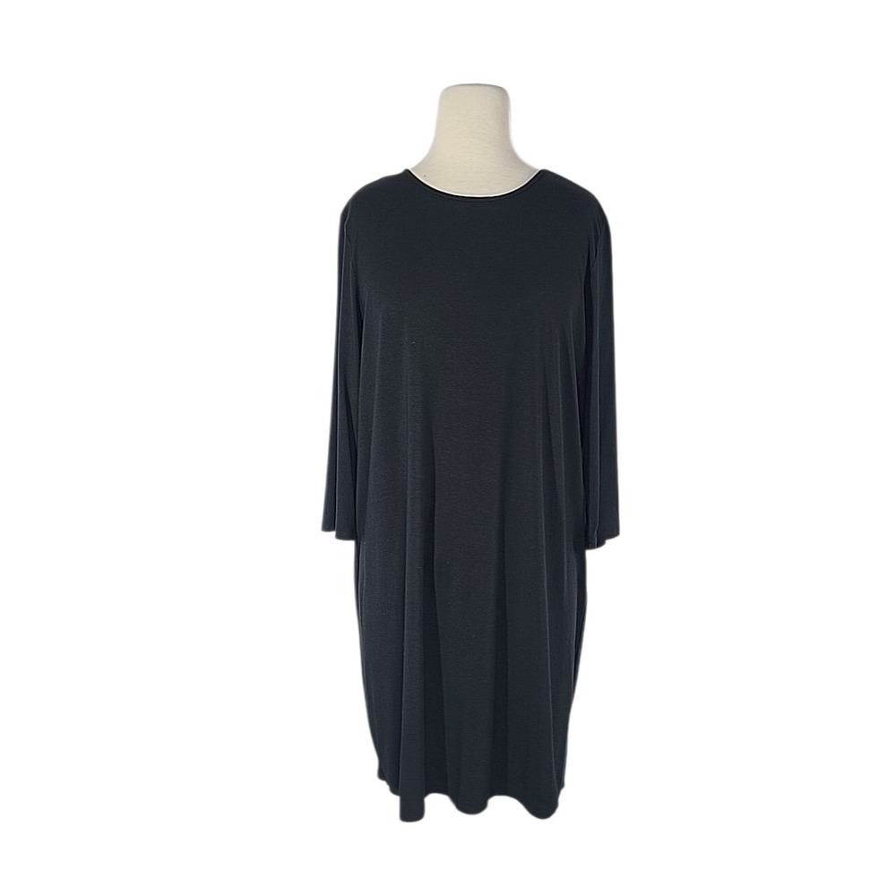 J Jill Wearever Swing Dress LP Black Long Sleeve A-Line Keyhole Lounge Travel